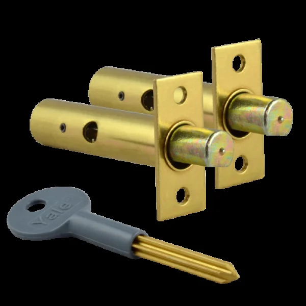 YALE PM444 Door Security Rack Bolt 60mm 2 Bolts 1 Key – Polished Brass