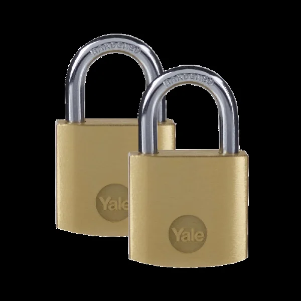 YALE Y110B Open Shackle Padlock 30mm Pack of 2 Keyed Alike – Brass