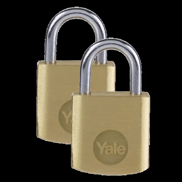 YALE Y110B Open Shackle Padlock 40mm Pack of 2 Keyed Alike – Brass