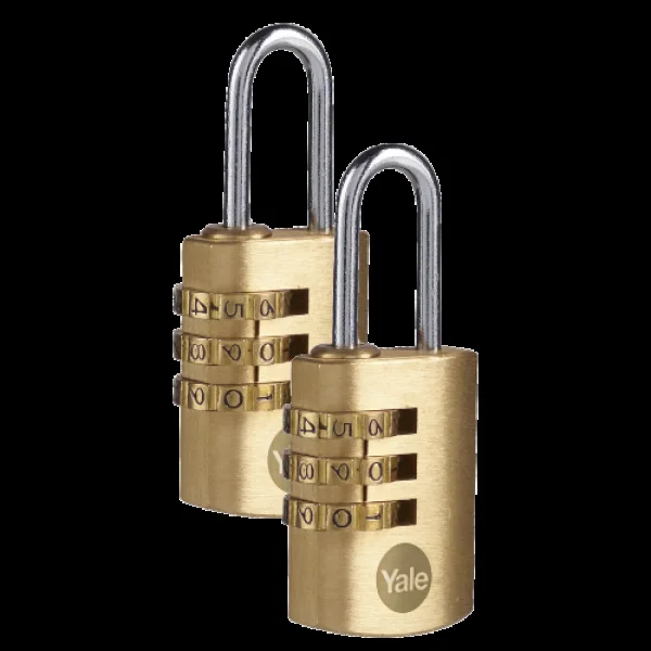 YALE Y150B Open Shackle Combination Padlock 22mm Pack of 2 – Brass