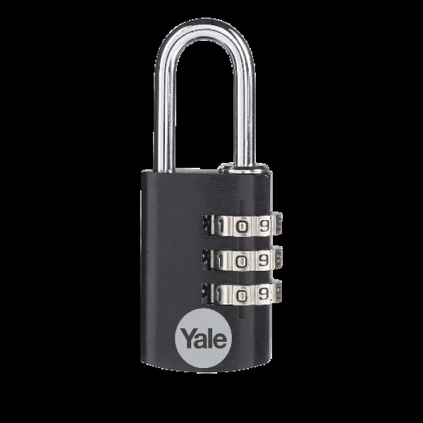 YALE YE3CB Aluminium Open Shackle Combination Padlock 20mm – Black