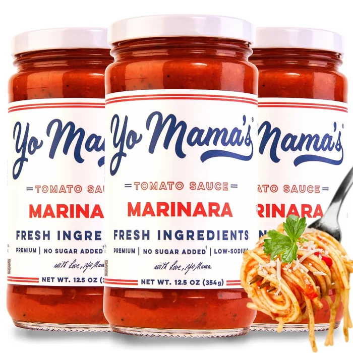 Yo Mama’s Foods Keto Marinara Pasta Sauce – (3) 12.5 Ounce Jars – No Sugar Added, Low Carb, Low Sodium, Gluten Free
