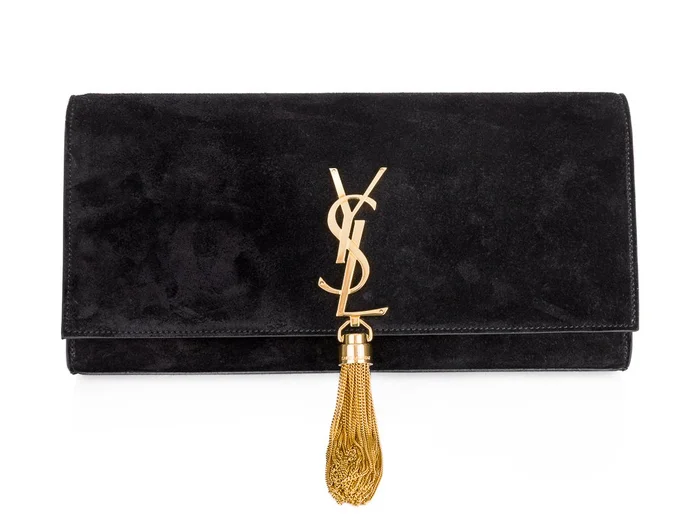 Yves Saint Laurent Kate Tassel Suede Black Clutch