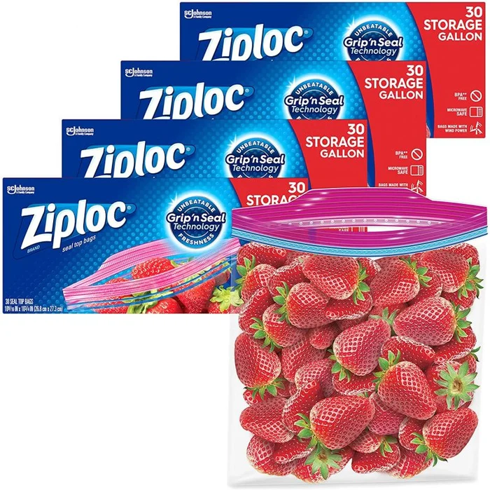Ziploc Gallon Food Storage Bags, Grip ‘n Seal Technology 30 Count, 4 Pack